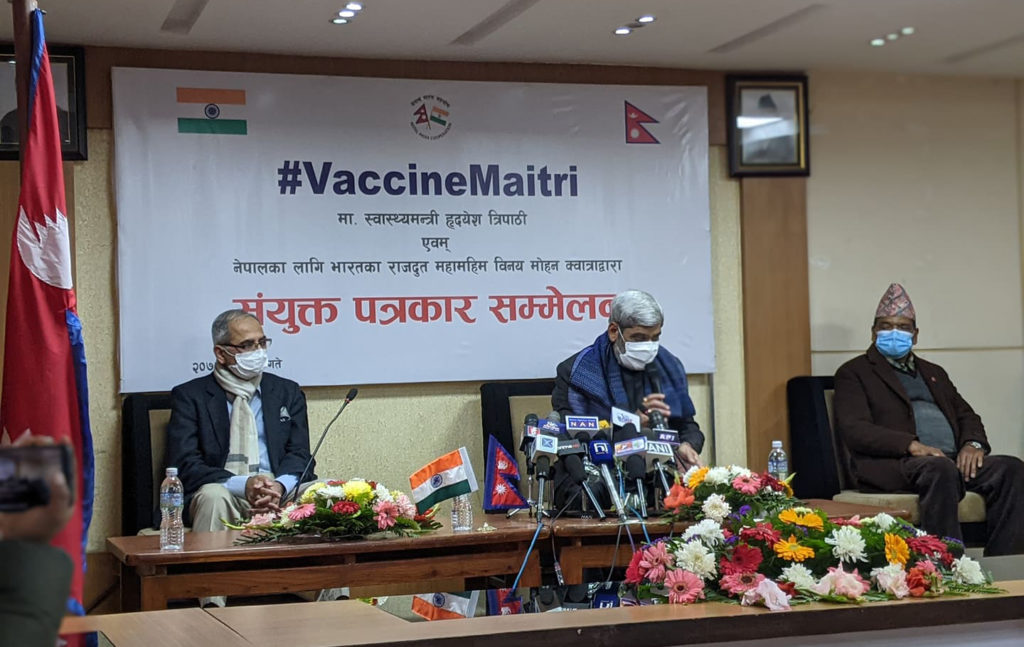 भारतले १० लाख डोज कोरोना खोप अनुदानमा उपलब्ध गराउने, खोप विहिबारबाटै आउन सुरु
