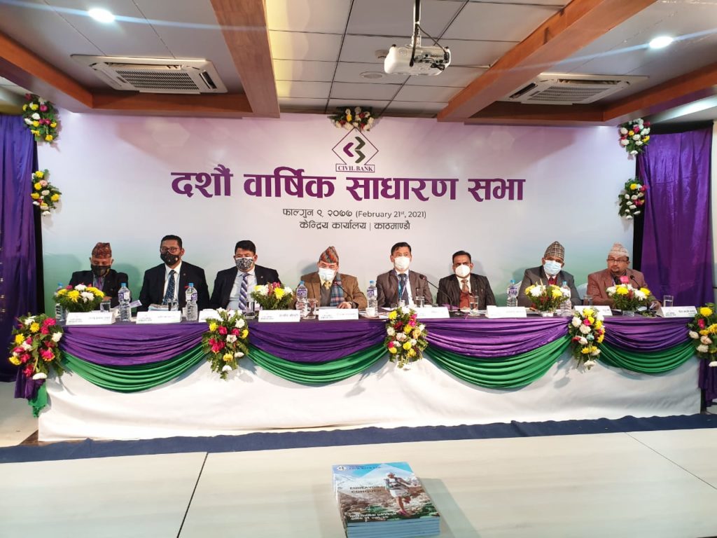 सिभिल बैंकको दशौ वार्षिक साधारण सभा सम्पन्न