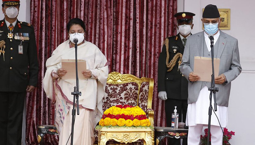 प्रधानमन्त्री ओलीसहित नयाँ मन्त्रीहरूको शपथ, सबैलाई पुरानै जिम्मेवारी