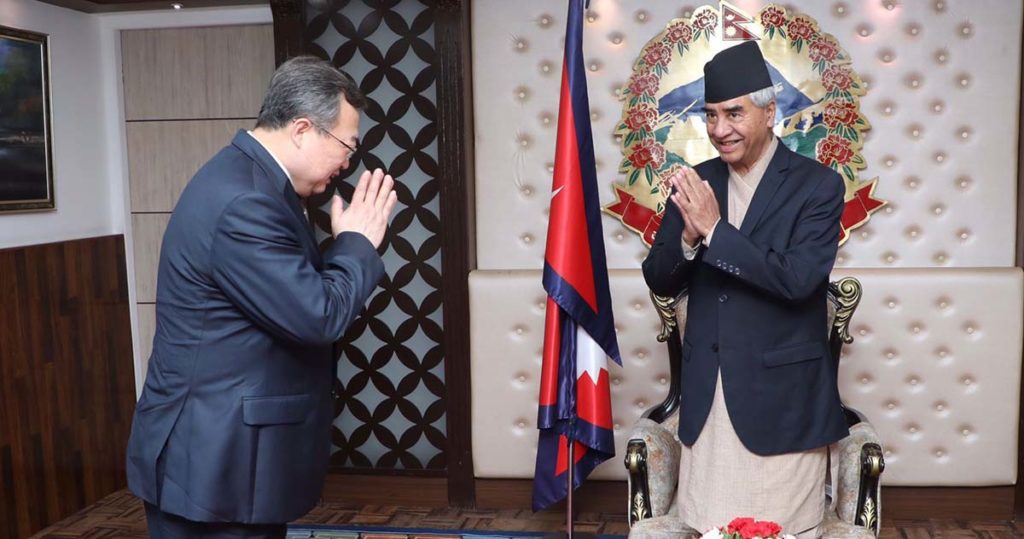 प्रधानमन्त्री देउवा र चिनियाँ कम्युनिस्ट पार्टीका विदेश विभाग प्रमुख लिउबीच शिष्टाचार भेटवार्ता