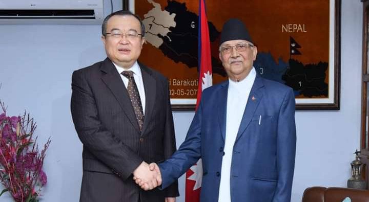 एमाले अध्यक्ष ओली र चिनियाँ कम्युनिष्ट पार्टीका विदेश विभाग प्रमुखबीच भेटवार्ता