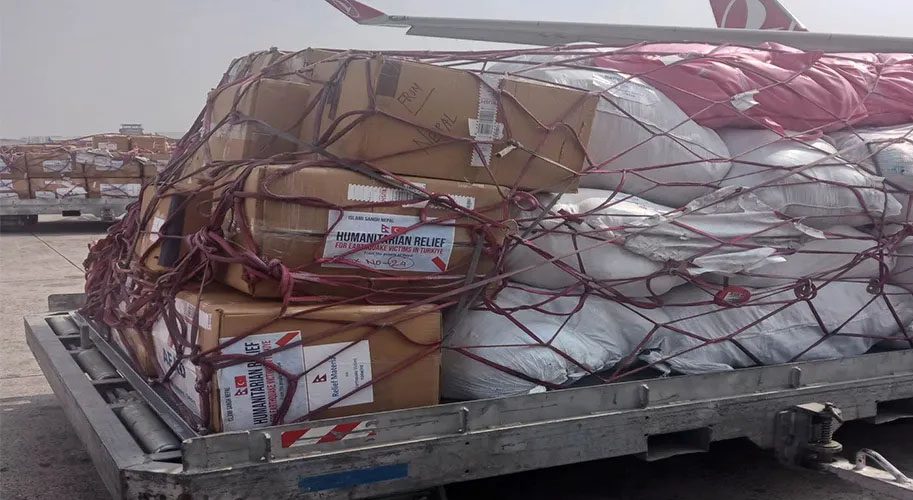 टर्की भूकम्पपीडितलाई नेपालले पठायो २२ टनभन्दा बढी राहत सामग्री