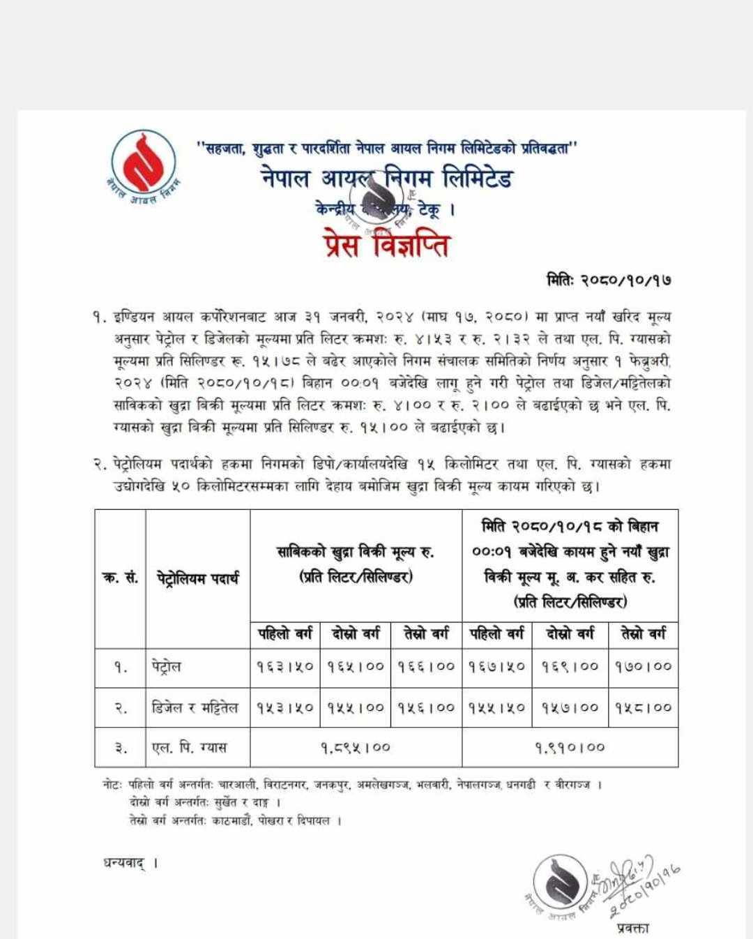 बढ्यो डिजेल, पेट्रोल र खाना पकाउने ग्याँसको मूल्य (मूल्यसूचिसहित)