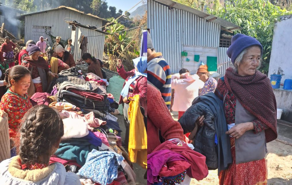‘वान पर्पोज’ संस्थाद्धारा धुस्कुनबासीलाई न्यानो कपडा वितरण