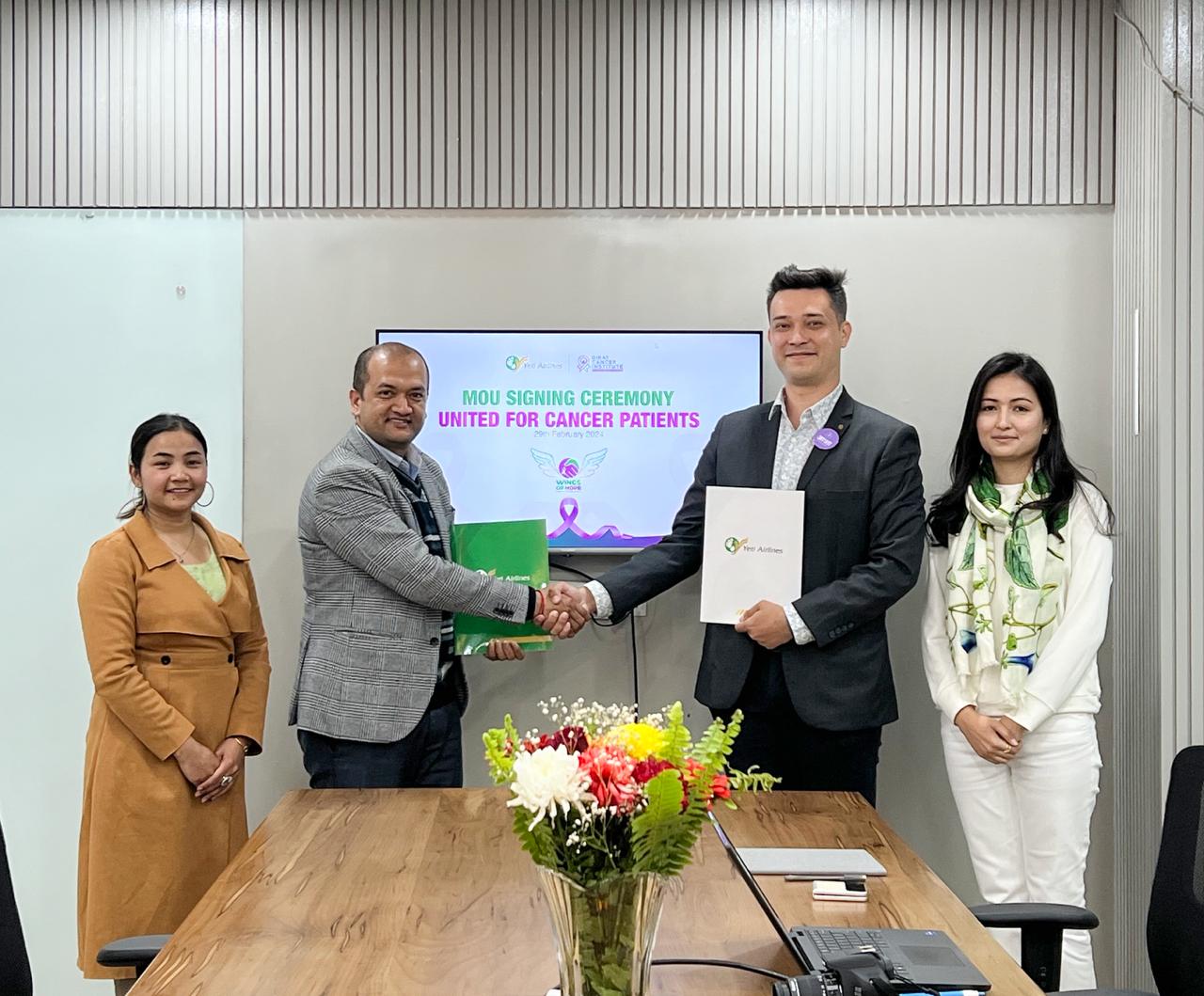 क्यान्सरका बिरामीलाई निःशुल्क हवाईसेवा प्रदान गर्न यती एयरलायन्स र विराट मेडिकलबीच सम्झौता