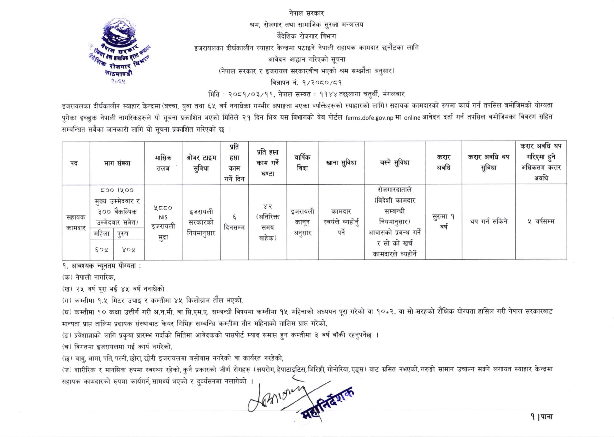 इजरायलमा केयर गिभरमा जान चाहने ८ सय जनाको लागि आवेदन माग (सूचनासहित)