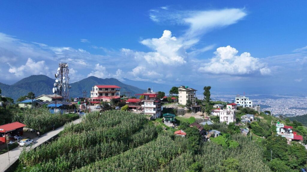 ड्रोनबाट देखिएको कालु पाण्डे डाँडा र भ्यू टावर (तस्बिरहरू)