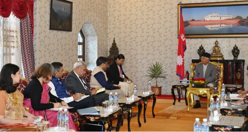 राष्ट्रपति पौडेल र भारतीय विदेश सचिवबीच शिष्टाचार भेट