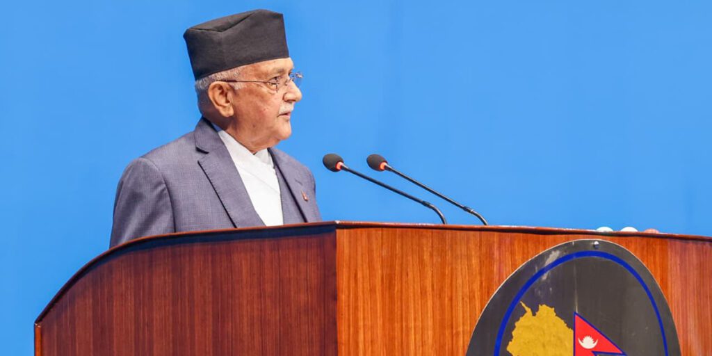 प्रधानमन्त्री ओलीले संसदमा विशेष सम्बोधन गर्दै
