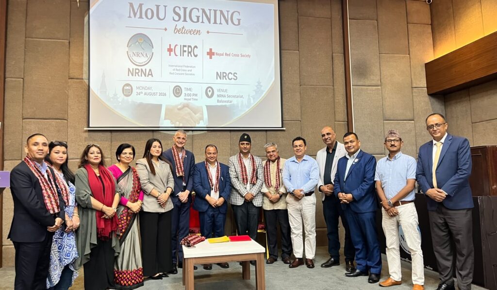 एनआरएनए–रेडक्रस सहकार्यः विपद्मा विदेशमा रहेका नेपालीको स्रोत र स्वयंसेवा परिचालन हुने
