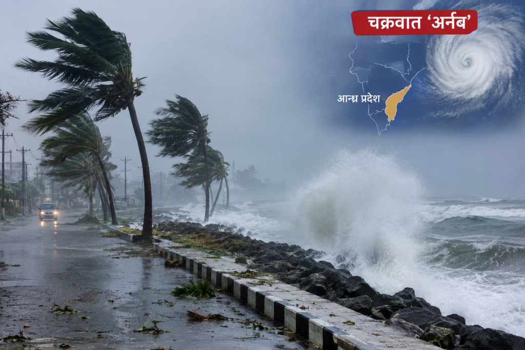 आन्ध्र प्रदेशको तटीय क्षेत्रमा १५० किमि प्रतिघण्टासम्मको हावाहुरी